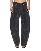 Womens Barrel Jean Opium High Rollers Barrel Leg Denim Jeans - Black