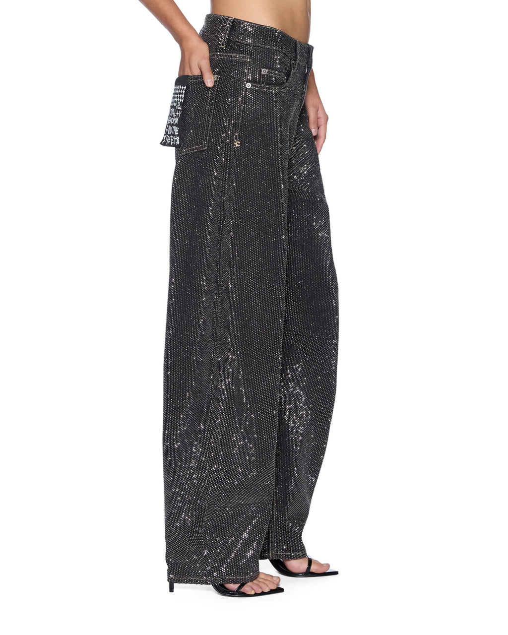 Womens Barrel Jean Opium High Rollers Barrel Leg Denim Jeans - Black