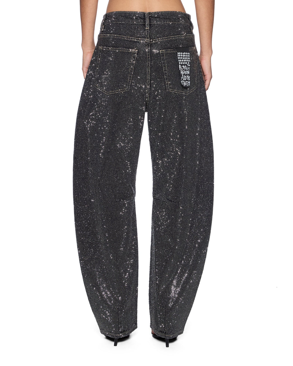 Womens Barrel Jean Opium High Rollers Barrel Leg Denim Jeans - Black