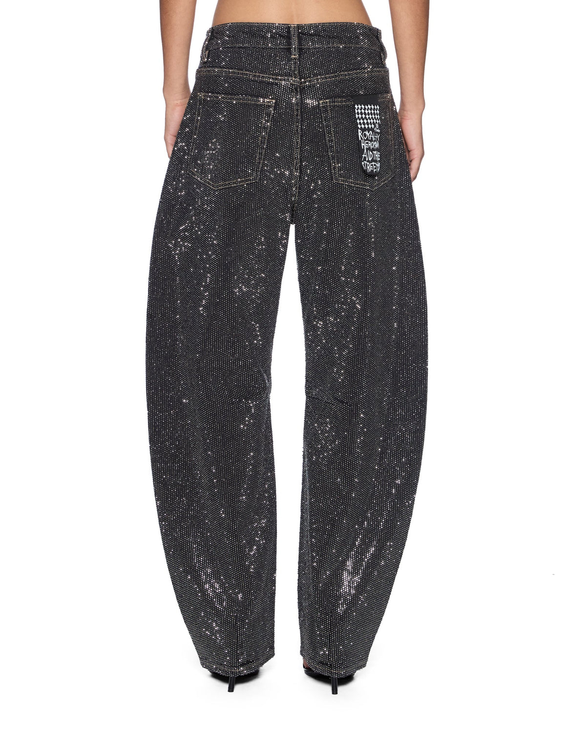 Womens Barrel Jean Opium High Rollers Barrel Leg Denim Jeans - Black