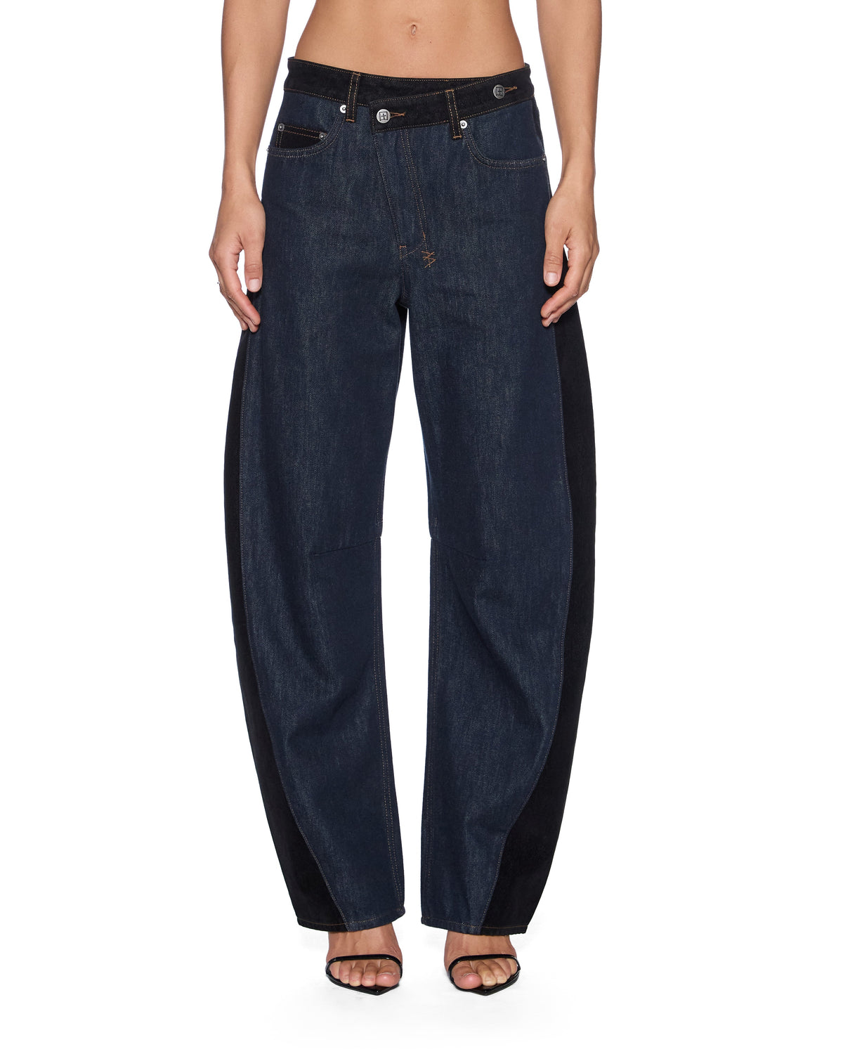 Womens Barrel Jean Vixen Spliced Barrel Leg Denim Jeans - Black