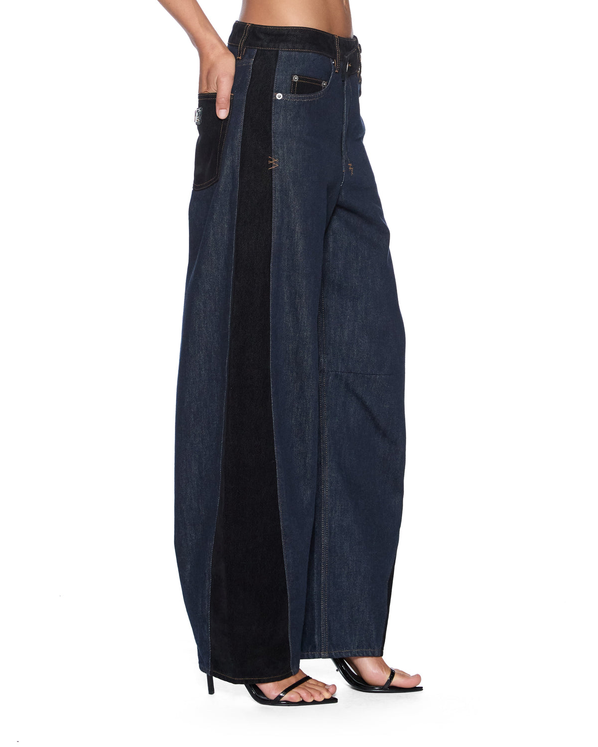 Womens Barrel Jean Vixen Spliced Barrel Leg Denim Jeans - Black