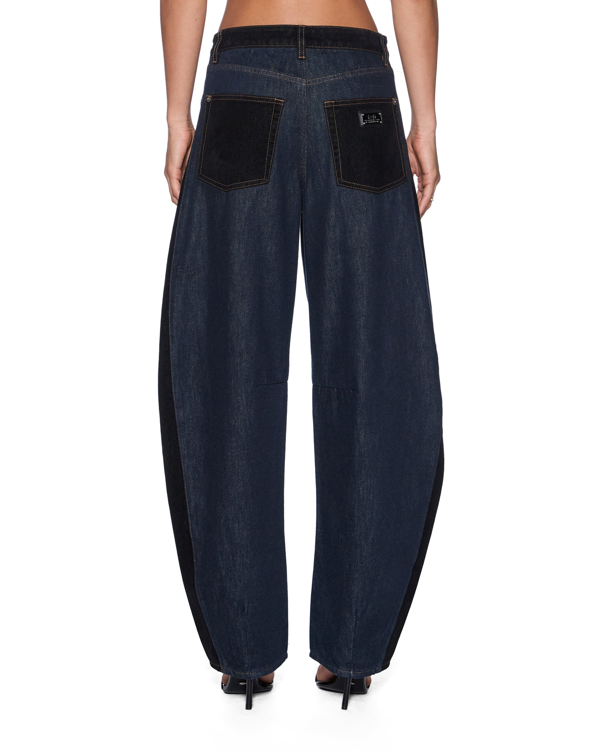 Womens Barrel Jean Vixen Spliced Barrel Leg Denim Jeans - Black