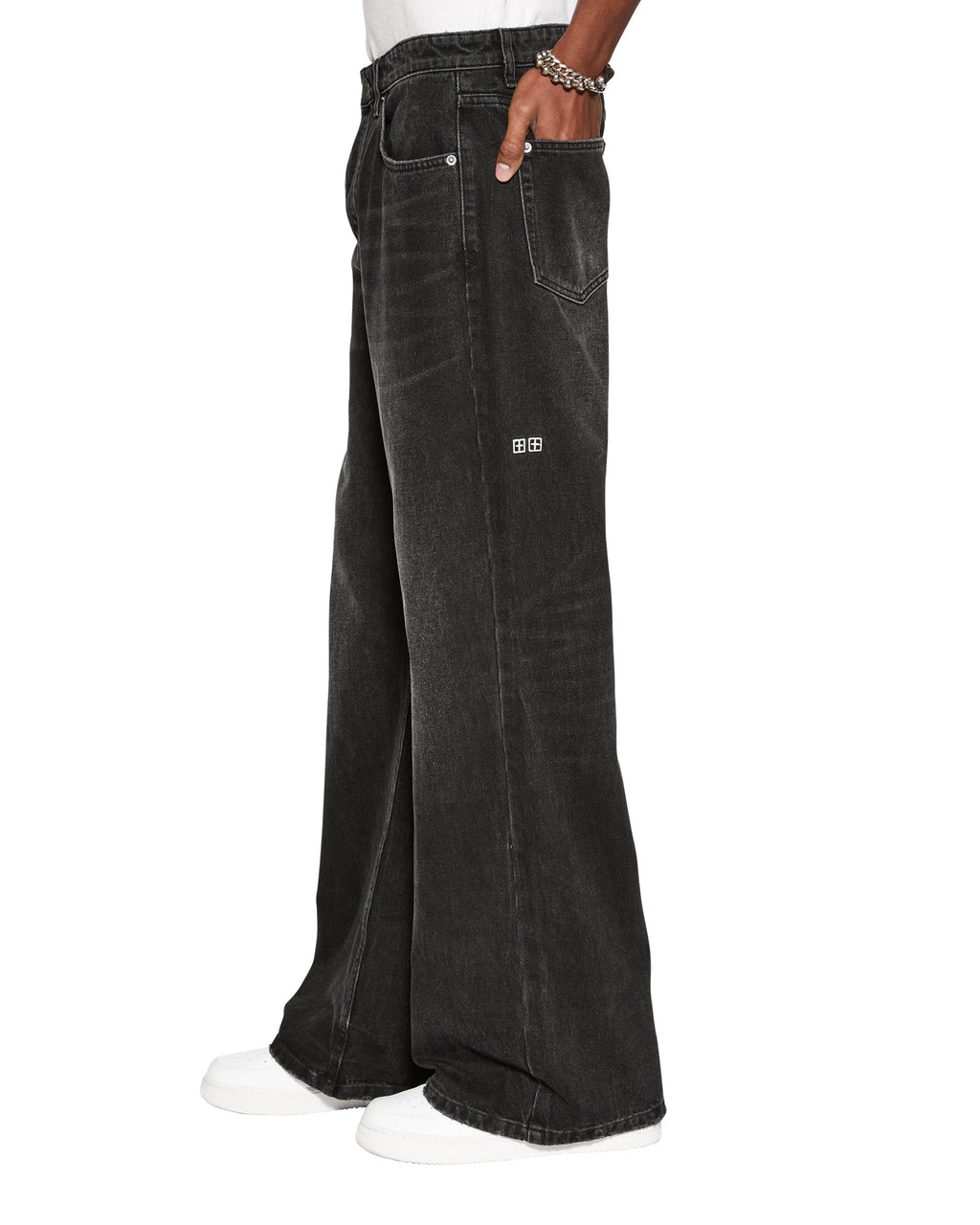 Mens Bronko Emblem Black Bootcut Denim Jeans - Black