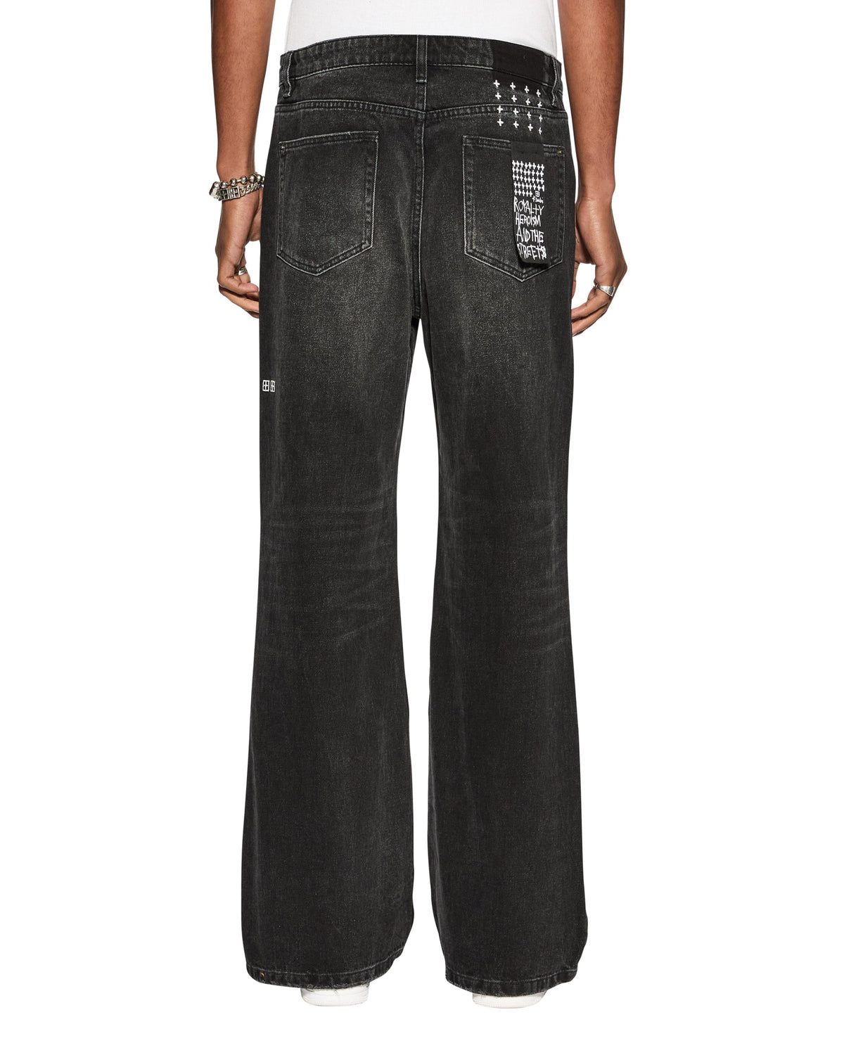 Mens Bronko Emblem Black Bootcut Denim Jeans - Black
