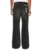 Mens Bronko Emblem Black Bootcut Denim Jeans - Black