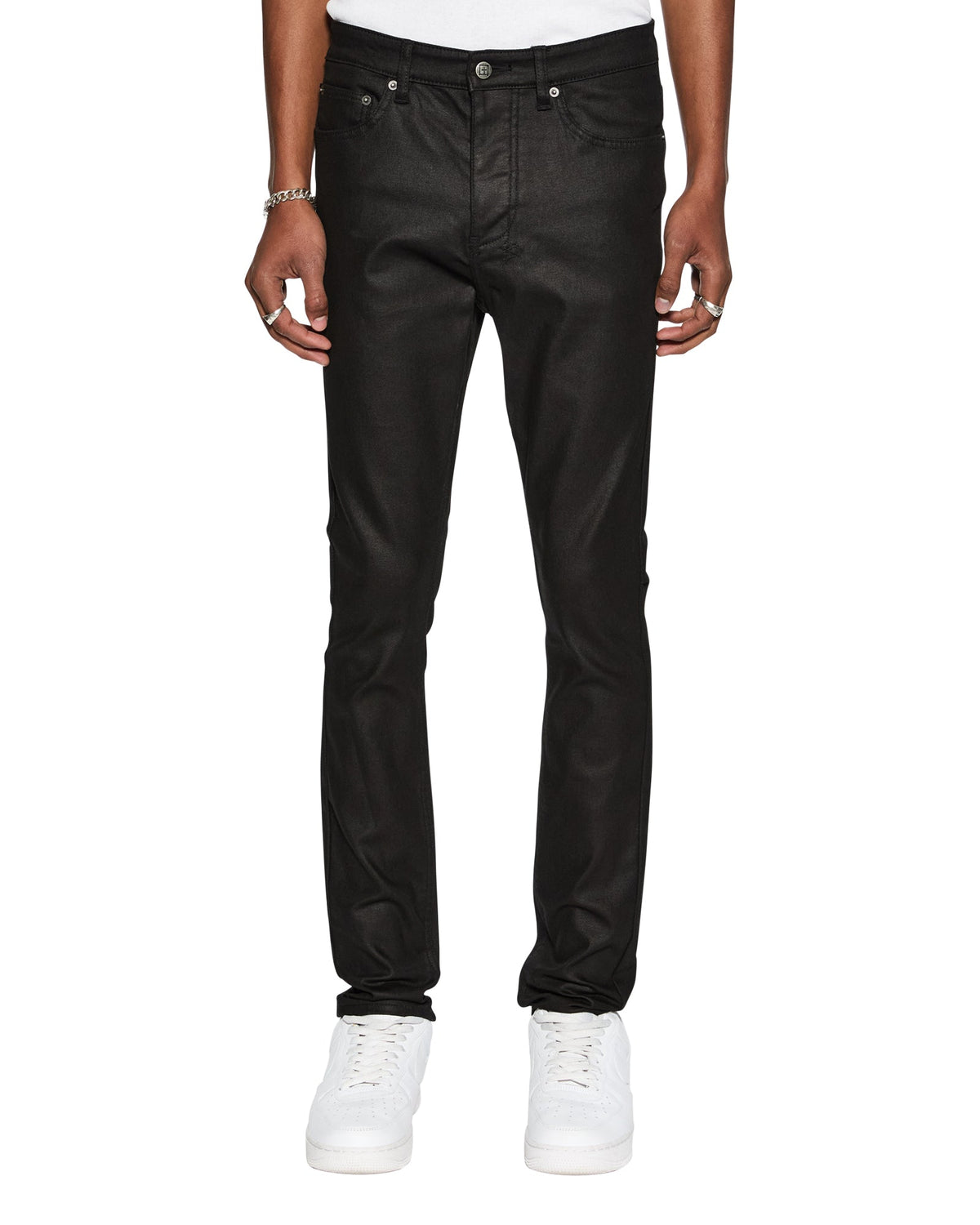 Mens Chitch Black Wax Slim Denim Jeans - Black