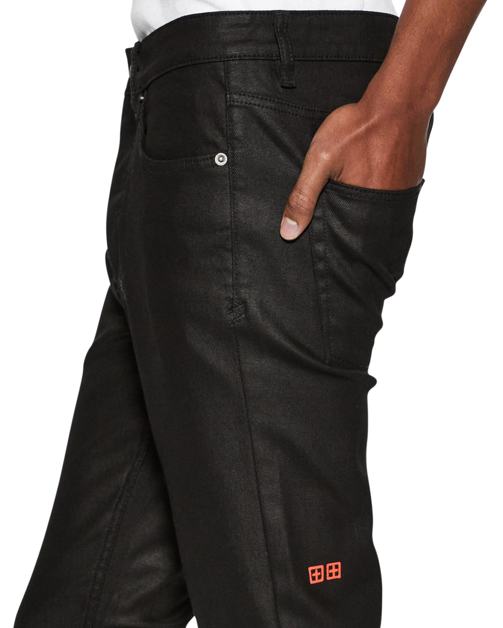 Mens Chitch Black Wax Slim Denim Jeans - Black