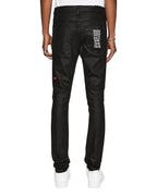 Mens Chitch Black Wax Slim Denim Jeans - Black