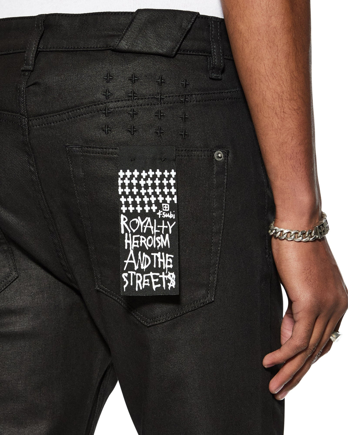Mens Chitch Black Wax Slim Denim Jeans - Black