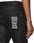 Mens Chitch Black Wax Slim Denim Jeans - Black