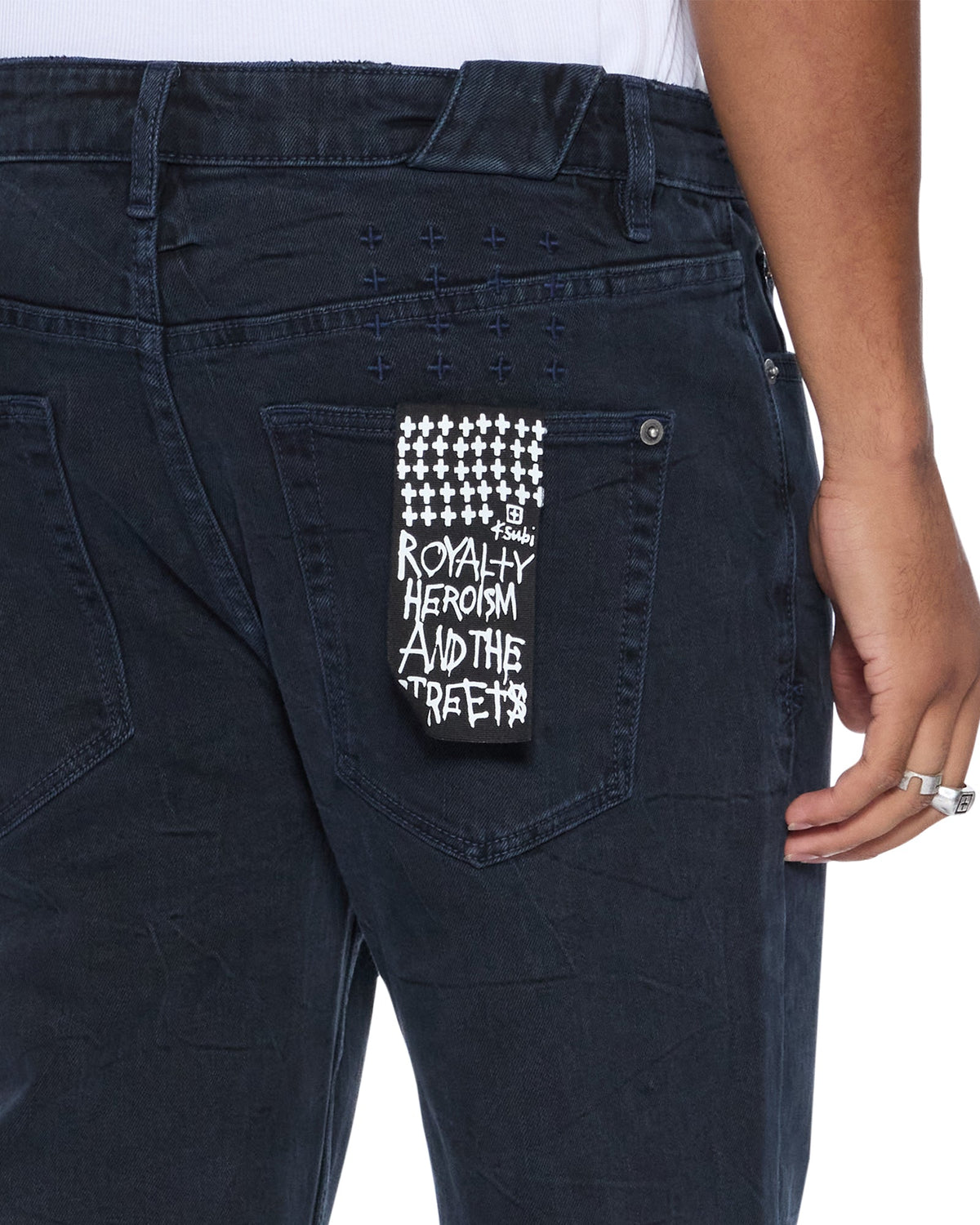 Mens Chitch Black/blue Slim Denim Jeans - Denim