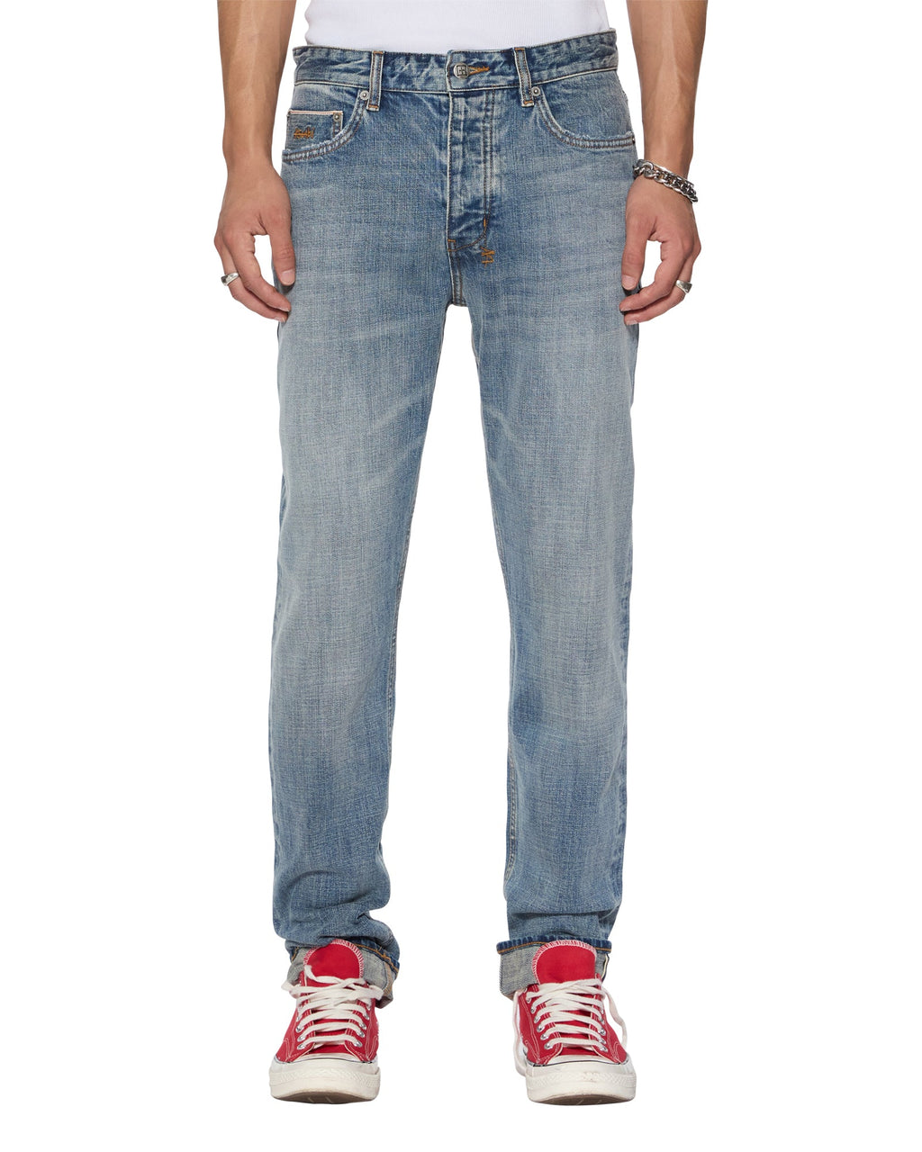 Mens Chitch Selvedge Blue Moon Slim Denim Jeans - Denim