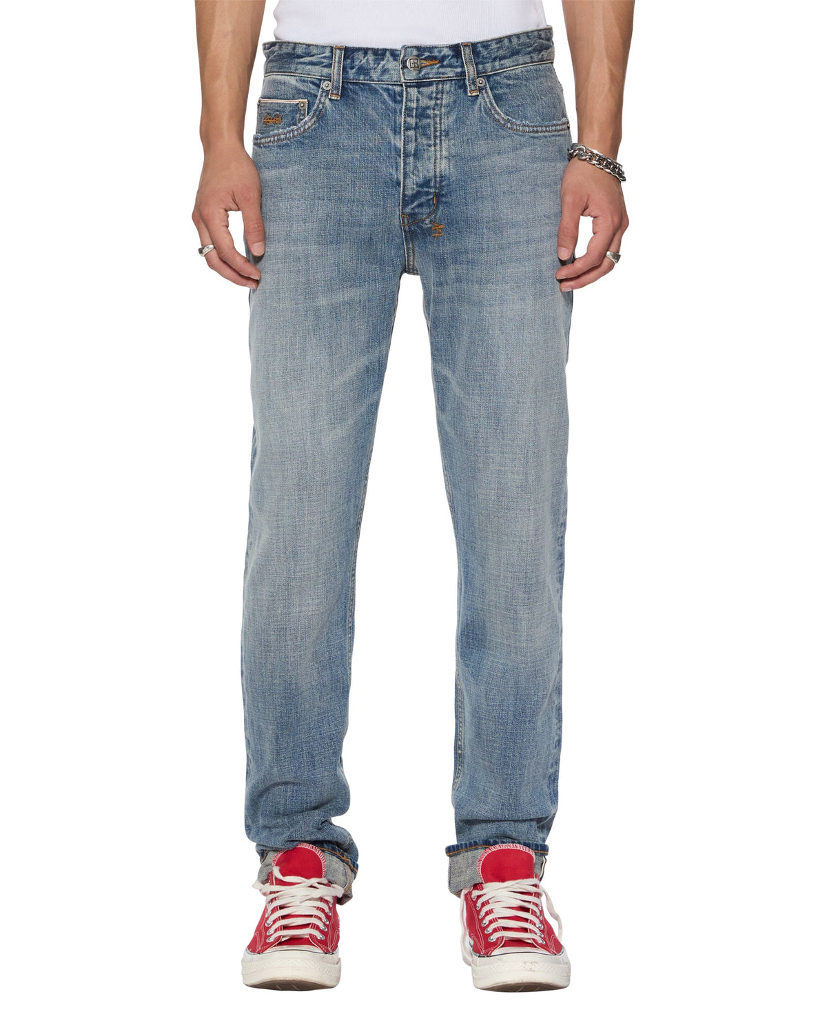 Mens Chitch Selvedge Blue Moon Slim Denim Jeans - Denim