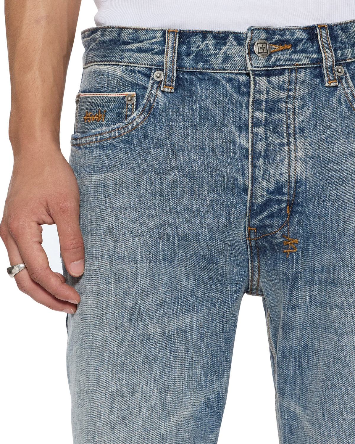 Mens Chitch Selvedge Blue Moon Slim Denim Jeans - Denim
