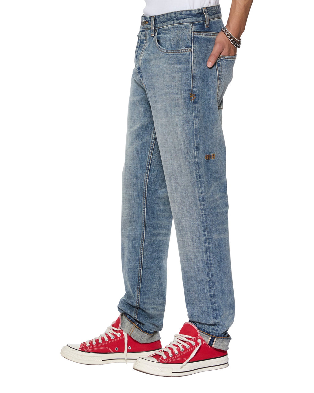 Mens Chitch Selvedge Blue Moon Slim Denim Jeans - Denim