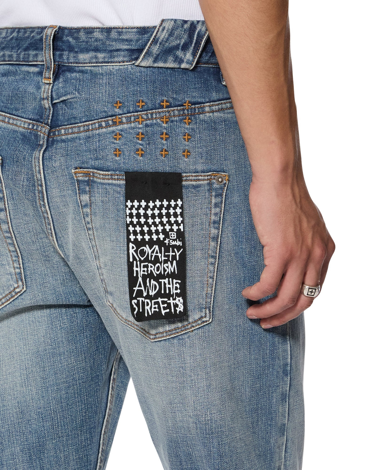 Mens Chitch Selvedge Blue Moon Slim Denim Jeans - Denim