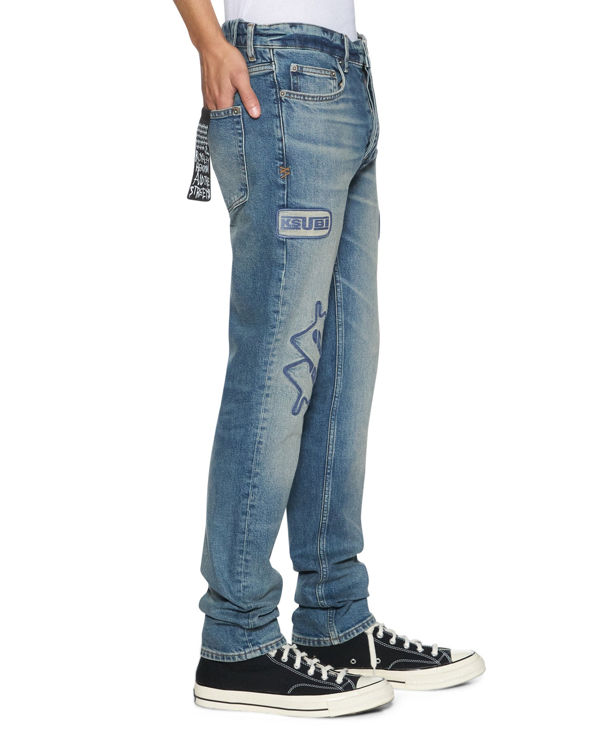 Mens Chitch Hendrix Blue Repair Slim Denim Jeans - Denim
