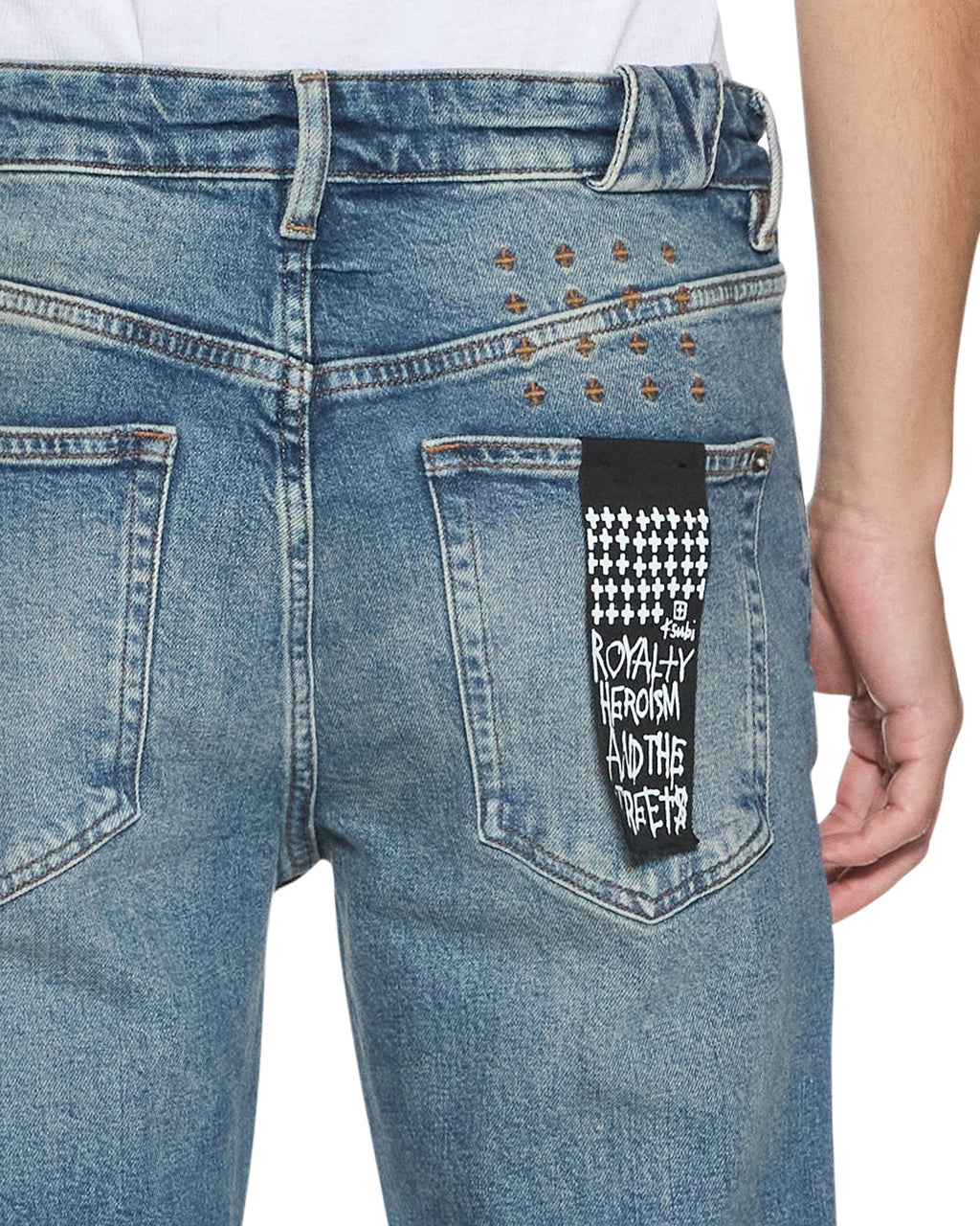 Mens Chitch Hendrix Blue Repair Slim Denim Jeans - Denim
