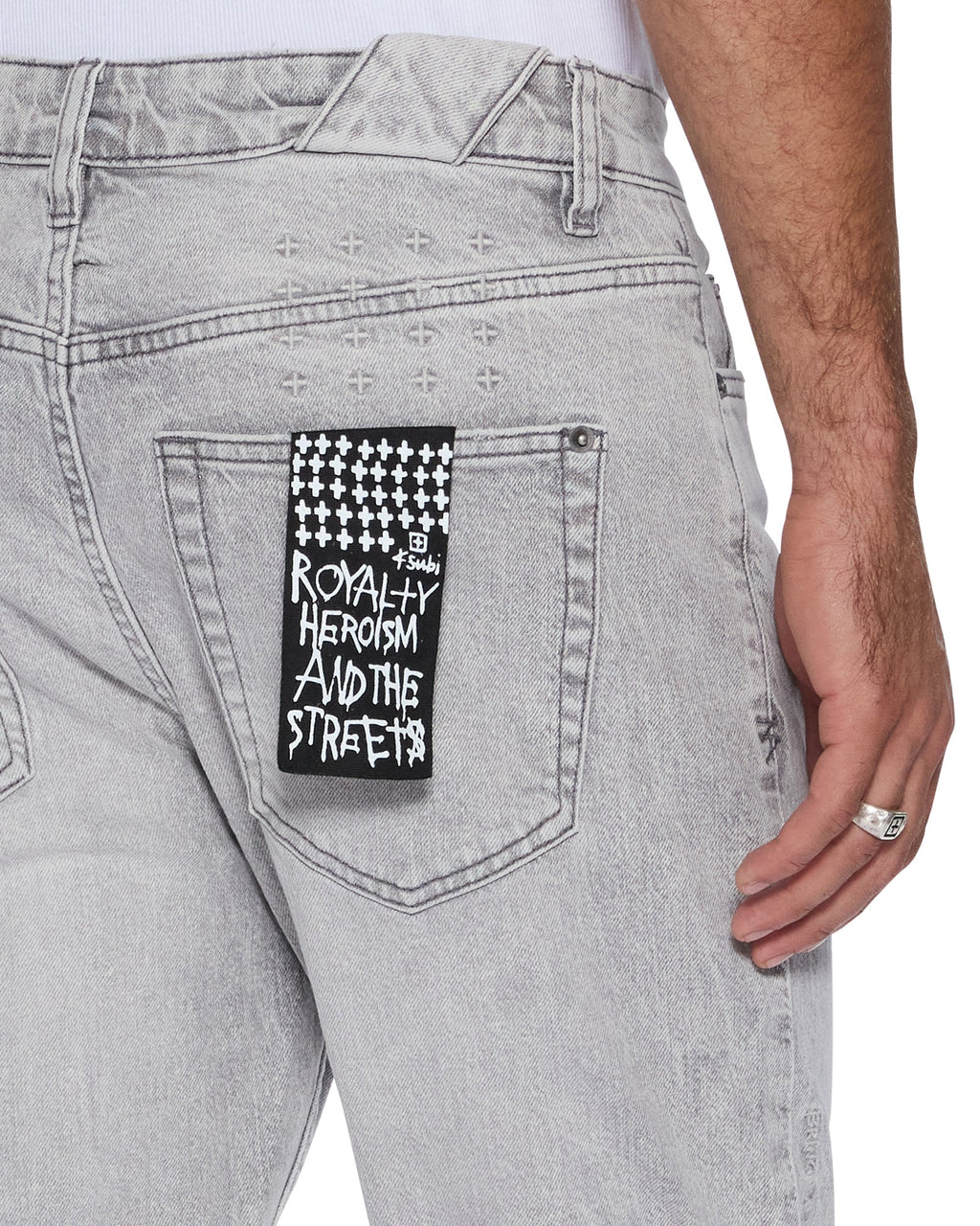 Mens Chitch Jupiter Skrawl Slim Denim Jeans - Grey