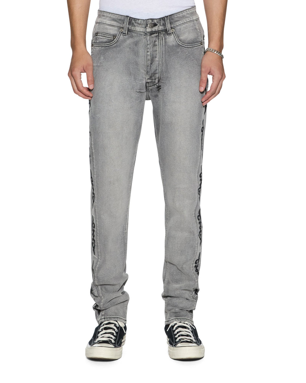 Mens Chitch Koncrete Grey Paise Slim Denim Jeans - Grey