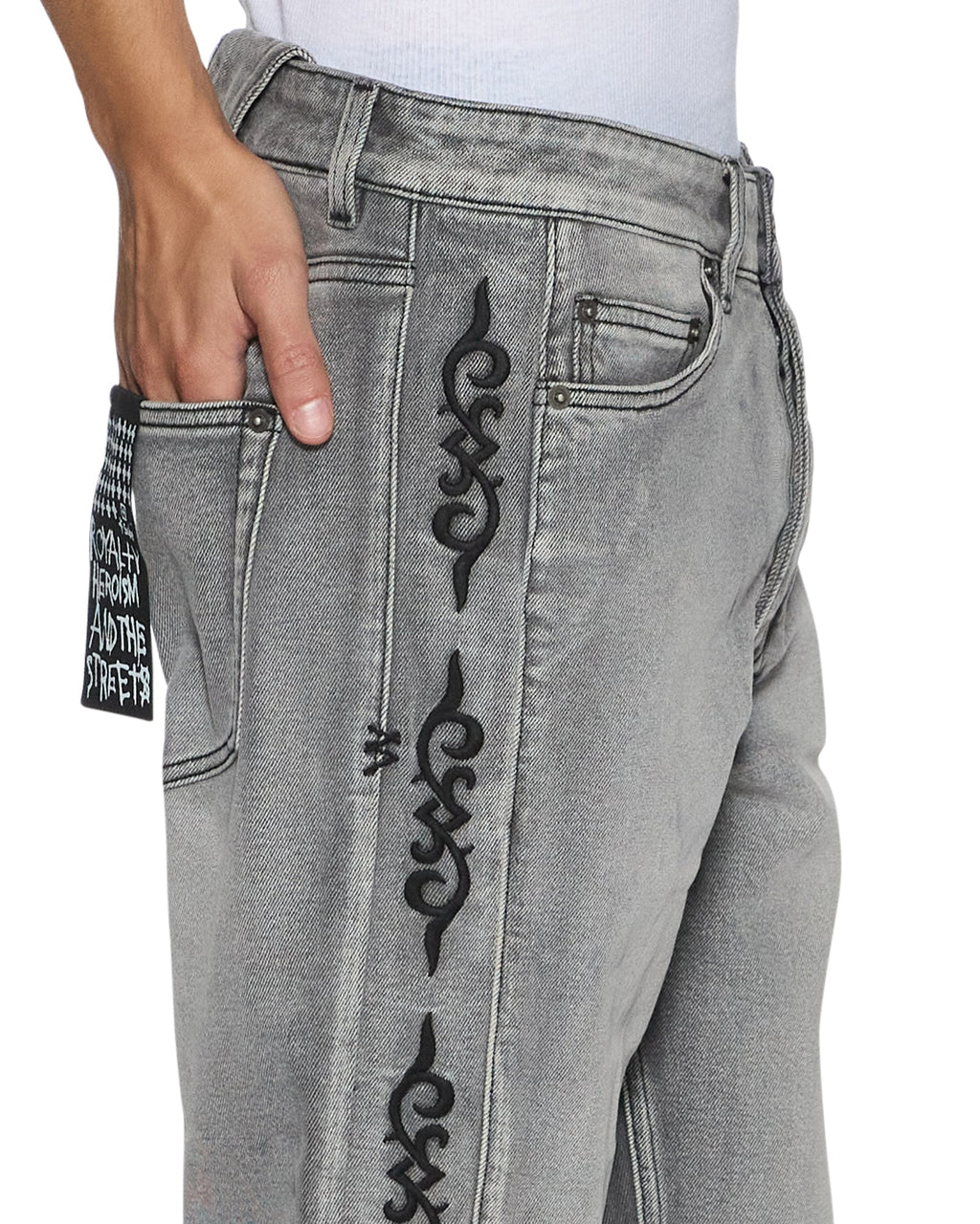 Mens Chitch Koncrete Grey Paise Slim Denim Jeans - Grey