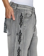 Mens Chitch Koncrete Grey Paise Slim Denim Jeans - Grey