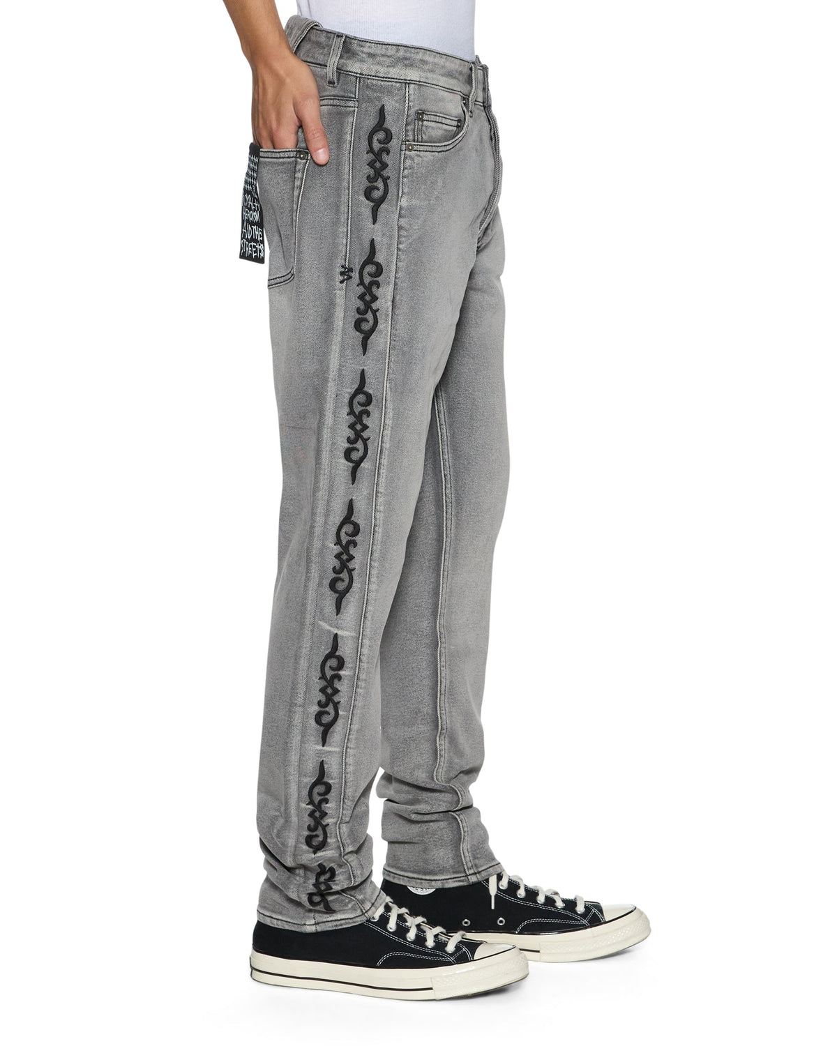 Mens Chitch Koncrete Grey Paise Slim Denim Jeans - Grey