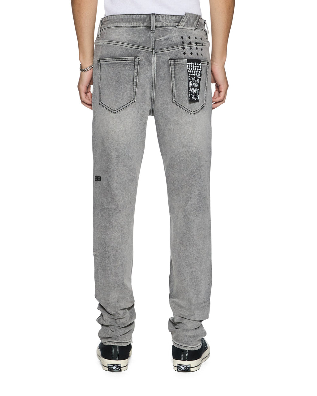 Mens Chitch Koncrete Grey Paise Slim Denim Jeans - Grey