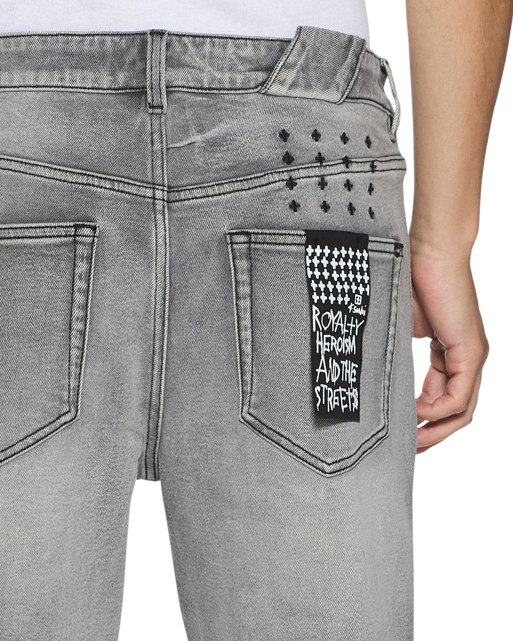 Mens Chitch Koncrete Grey Paise Slim Denim Jeans - Grey
