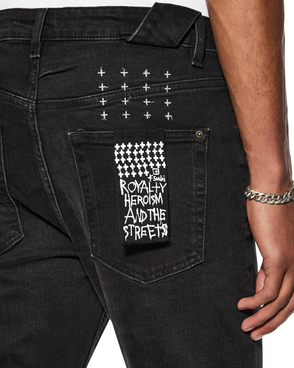 Mens Chitch Krow Krushed Slim Denim Jeans - Black