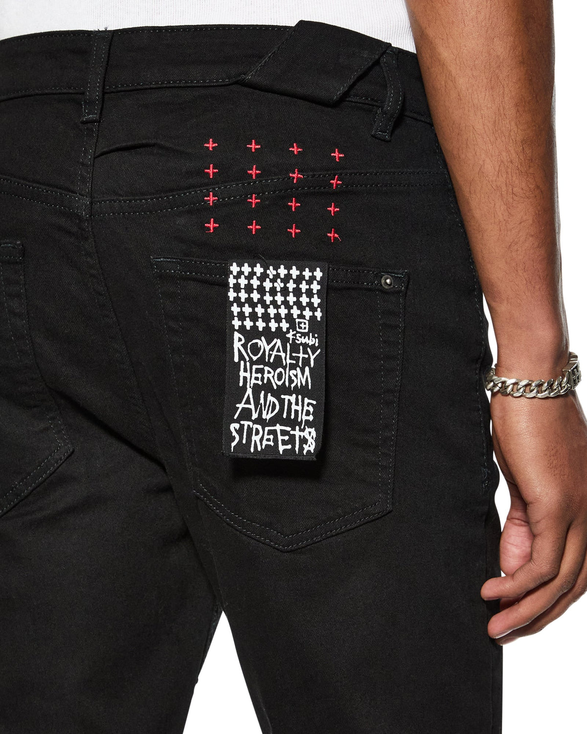 Mens Chitch Laid Black Slim Denim Jeans - Black