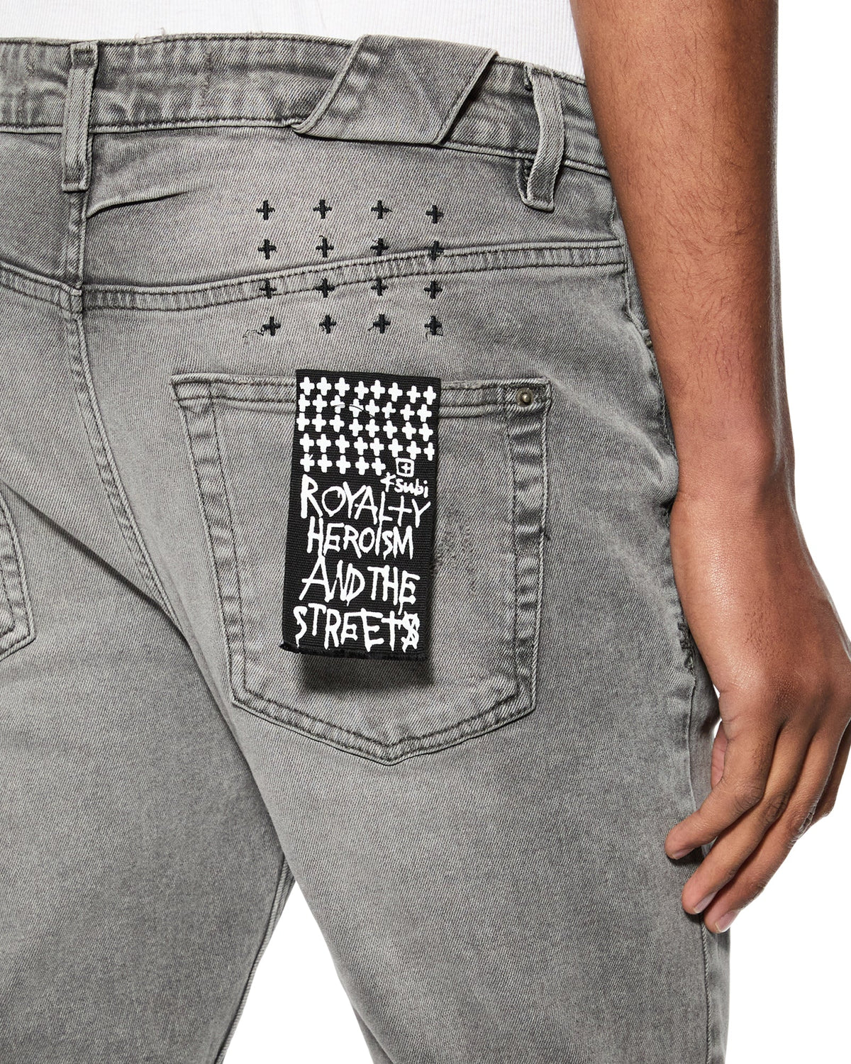 Mens Chitch Prodigy Trashed Slim Denim Jeans - Grey