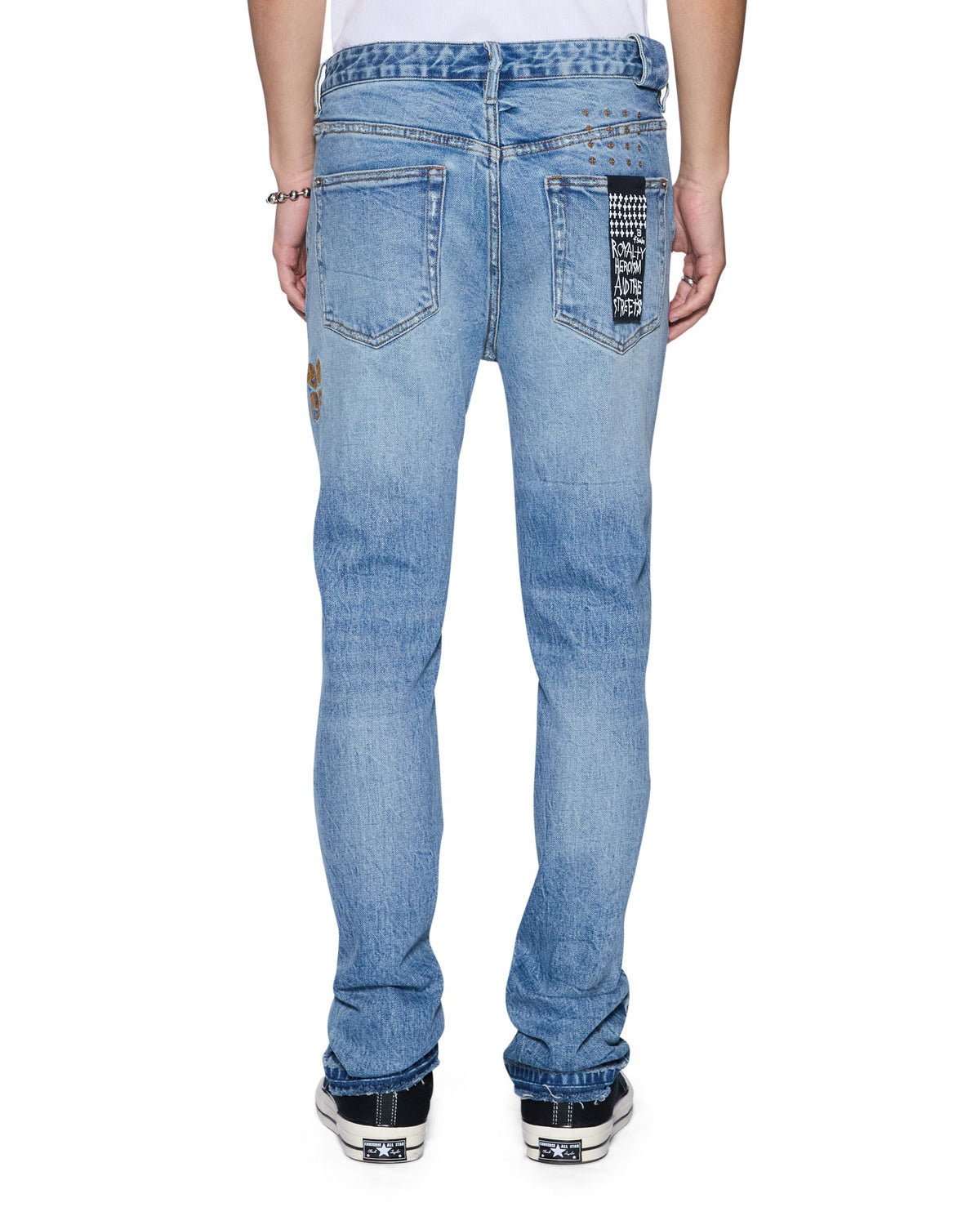 Mens Chitch Public Blue Repair Skribed Slim Denim Jeans - Denim