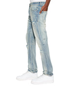 Mens Chitch Punk Blue Thrashed Slim Denim Jeans - Denim