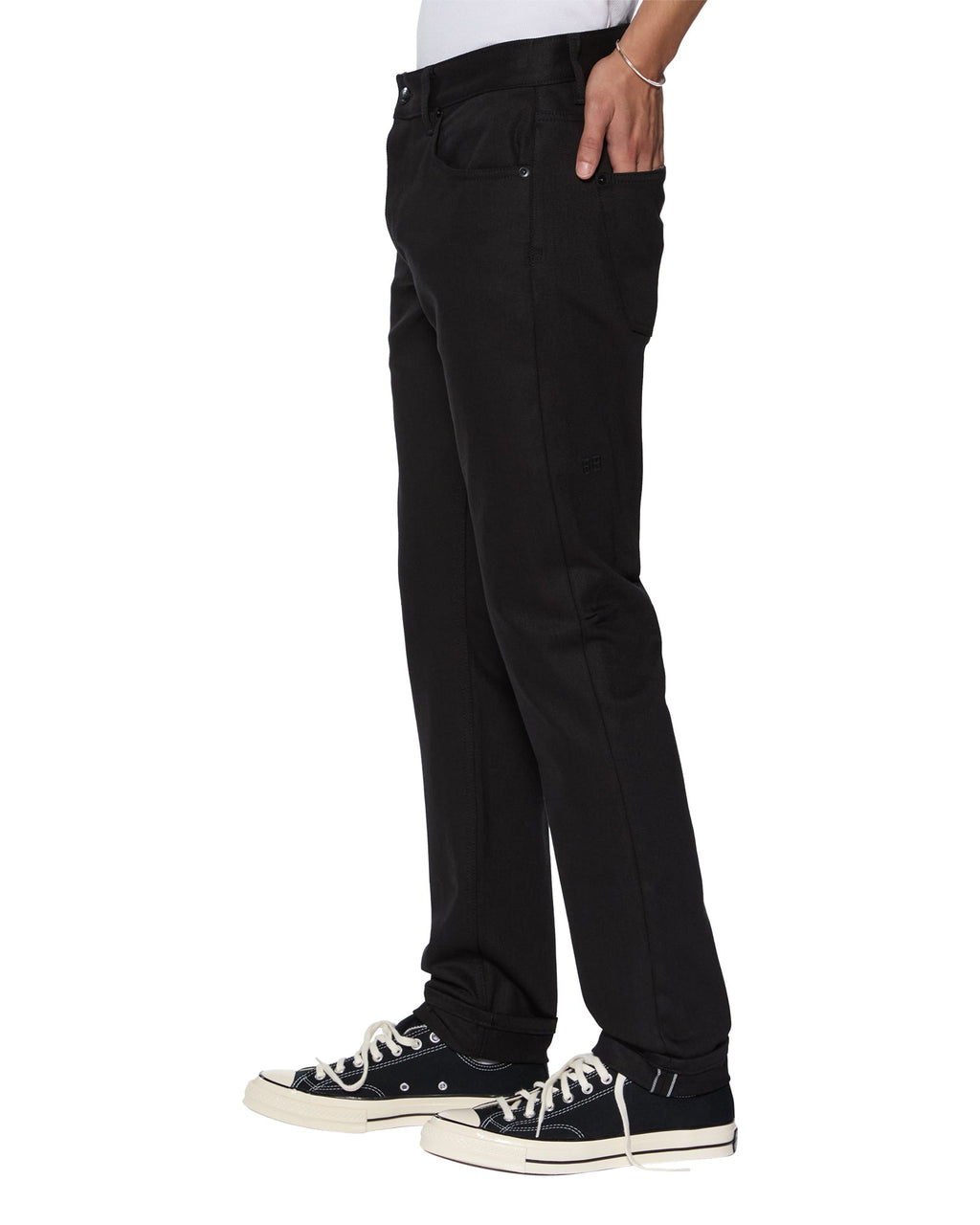 Mens Chitch Selvedge Raw Black Slim Denim Jeans - Black