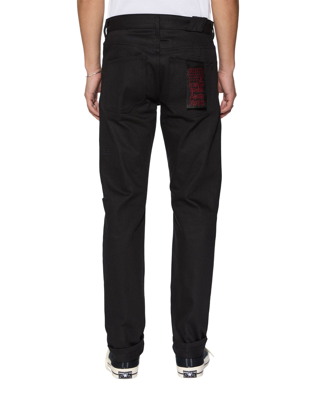 Mens Chitch Selvedge Raw Black Slim Denim Jeans - Black