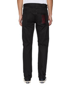 Mens Chitch Selvedge Raw Black Slim Denim Jeans - Black