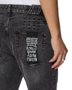 Mens Chitch Selvedge Replika Black Slim Denim Jeans - Black