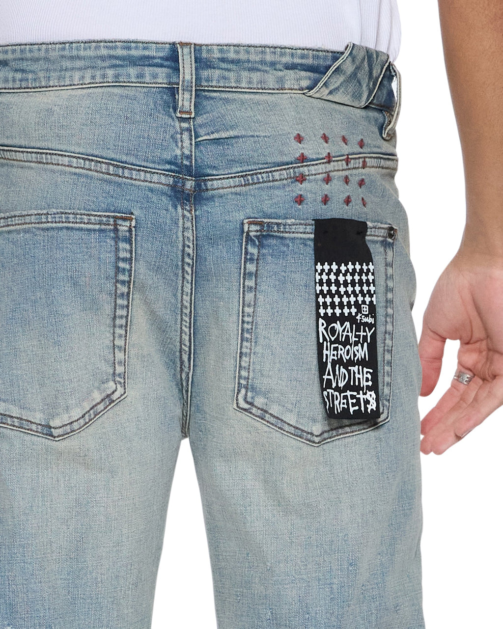 Mens Chitch Scatter Blue Slim Denim Jeans - Denim