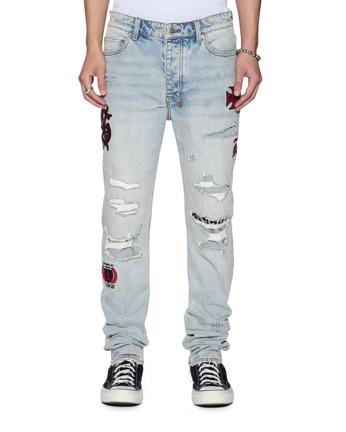 Mens Chitch Seattle Blue Repair Slim Denim Jeans - Denim