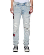 Mens Chitch Seattle Blue Repair Slim Denim Jeans - Denim