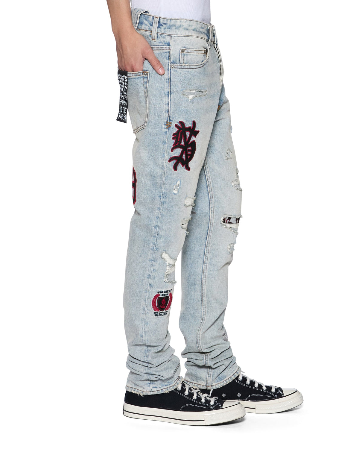 Mens Chitch Seattle Blue Repair Slim Denim Jeans - Denim