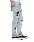 Mens Chitch Seattle Blue Repair Slim Denim Jeans - Denim