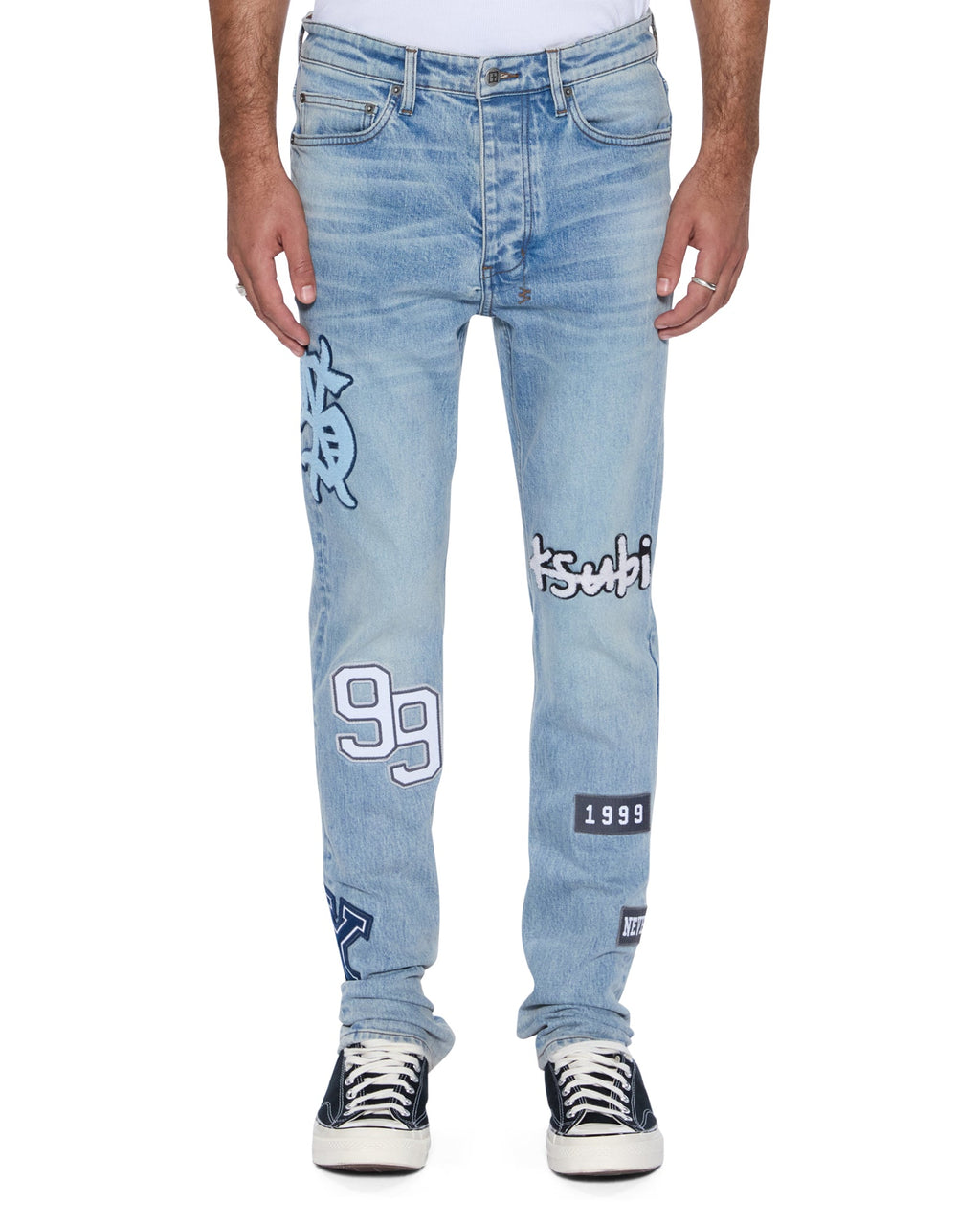 Mens Chitch Striker Patched Slim Denim Jeans - Denim
