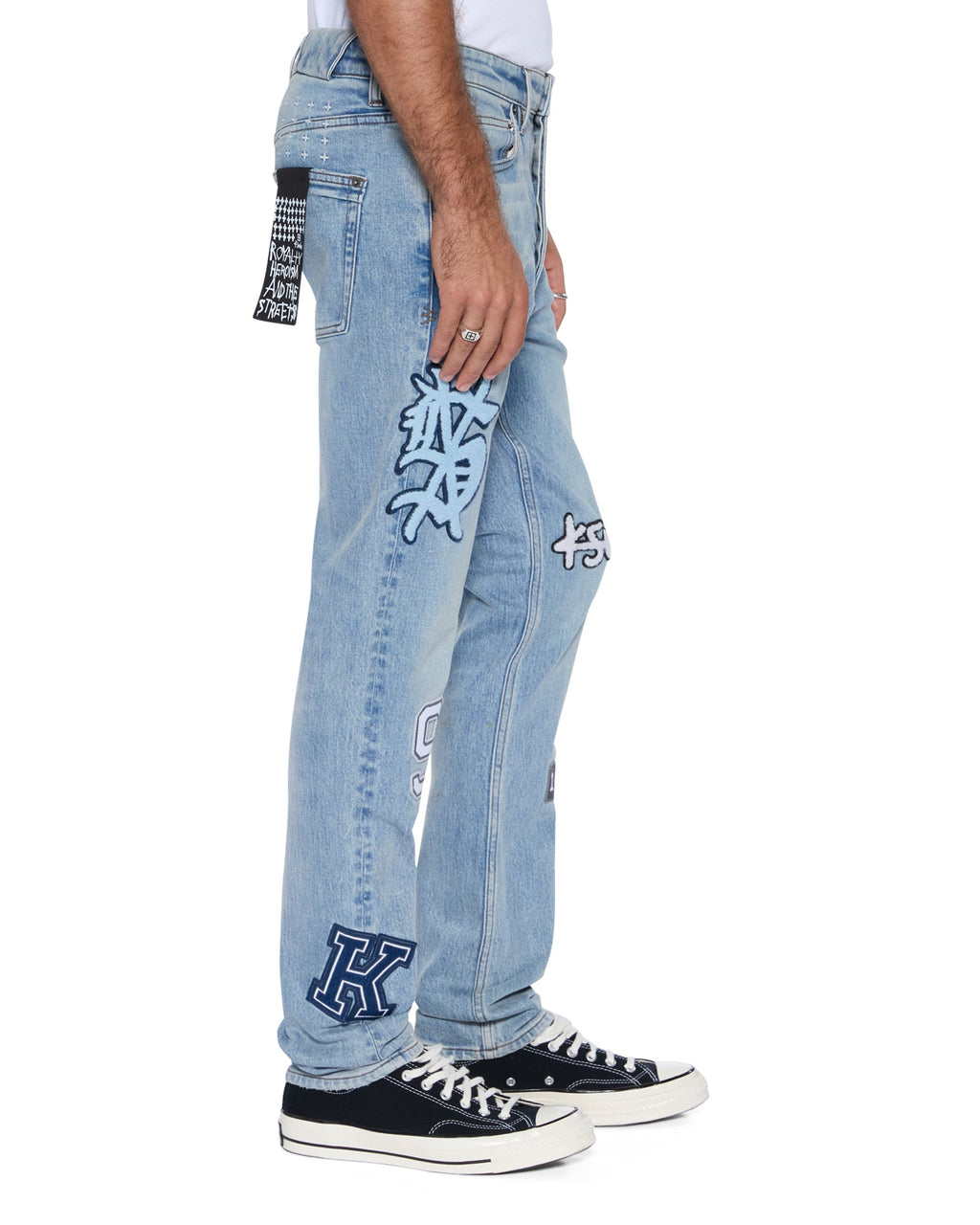 Mens Chitch Striker Patched Slim Denim Jeans - Denim