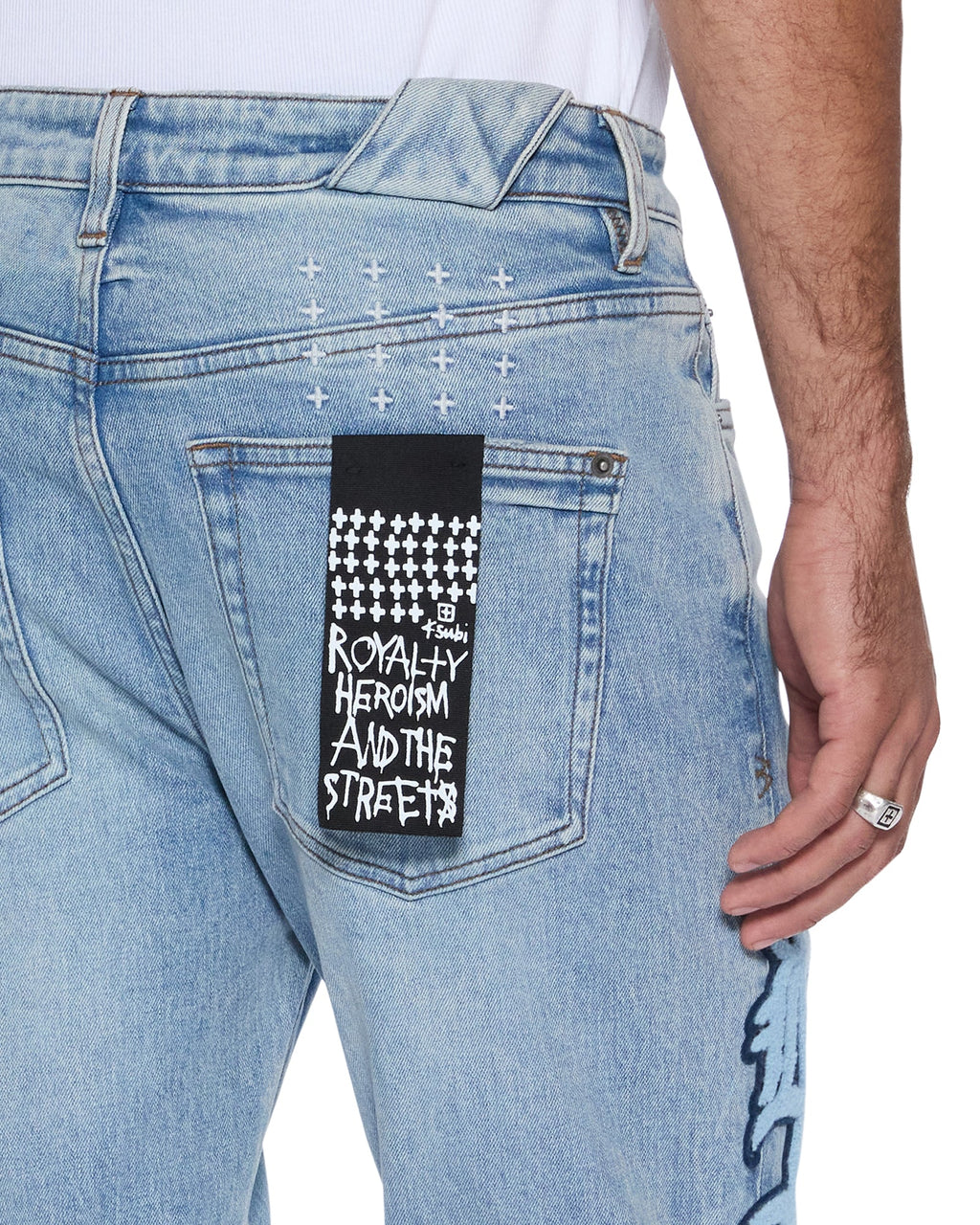Mens Chitch Striker Patched Slim Denim Jeans - Denim