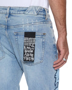 Mens Chitch Striker Patched Slim Denim Jeans - Denim