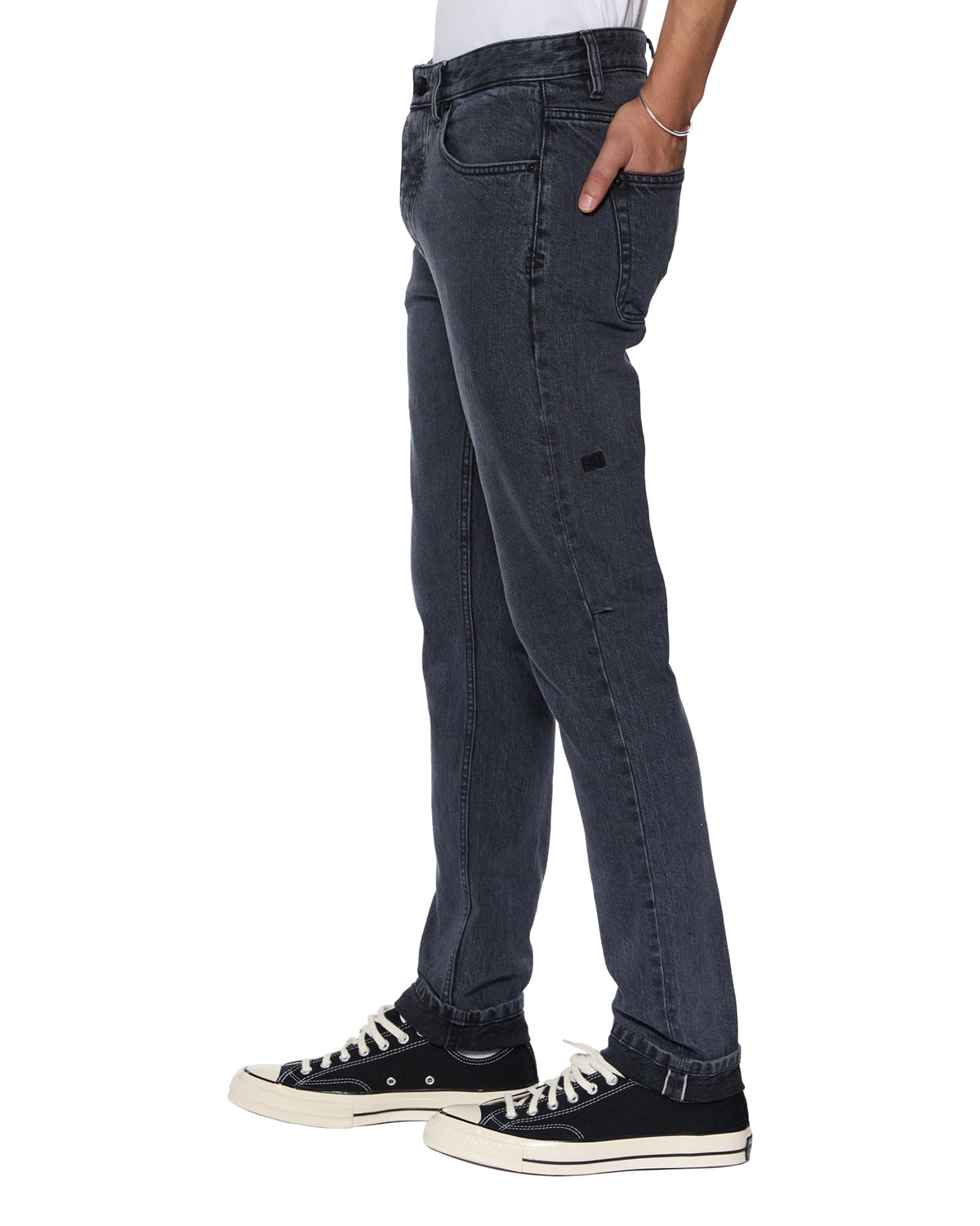 Mens Chitch Selvedge Ny Black Slim Denim Jeans - Black