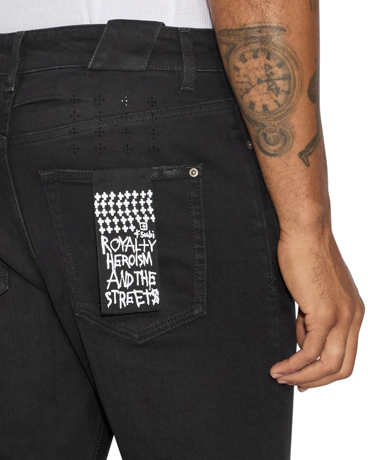 Mens Chitch Apex Krystal Slim Denim Jeans - Black
